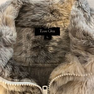 True grit animal print fuzzy animal print vest